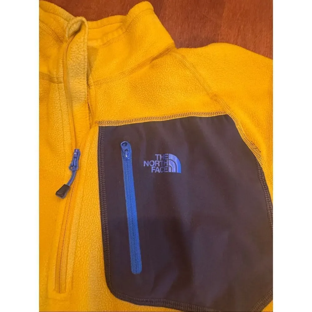 The North Face Men’s Large Yellow 1/4 Zip Fleece Pullover Chest Pocket Outdoor J
